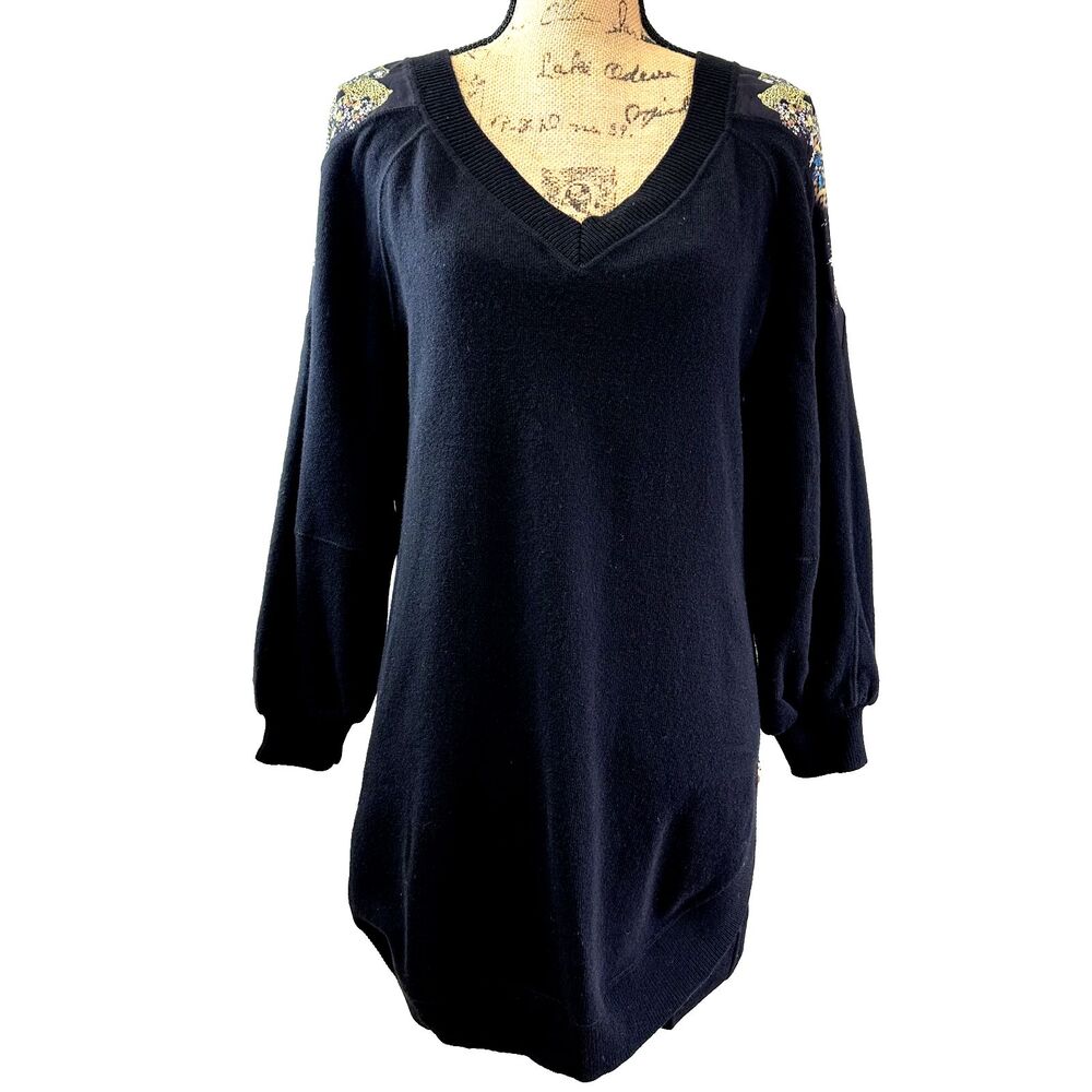 ROBERTO CAVALLI CLASS Black Wool Knitted Soft Long Sweater Dress Sz 42/US 6 NWT